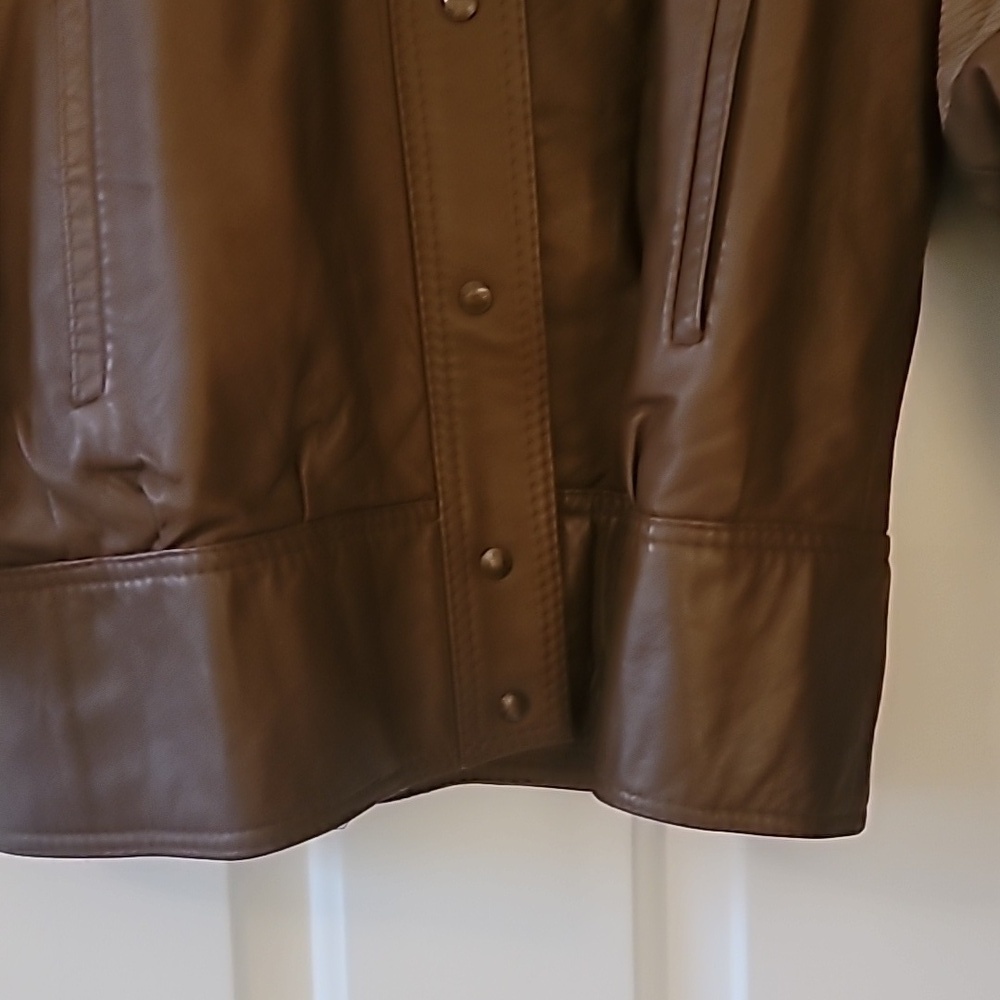 Faux Leather Brown Jacket Size Med - Picture 4 of 8